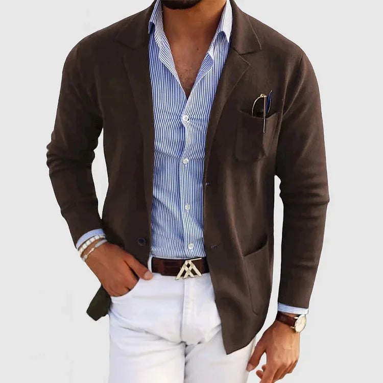 Blazer da uomo elegante con tasche casual a bottoni e colletto con risvolto – Nico