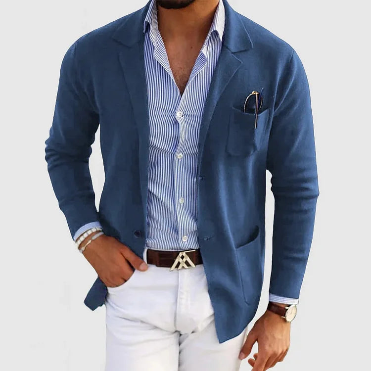 Blazer da uomo elegante con tasche casual a bottoni e colletto con risvolto – Nico