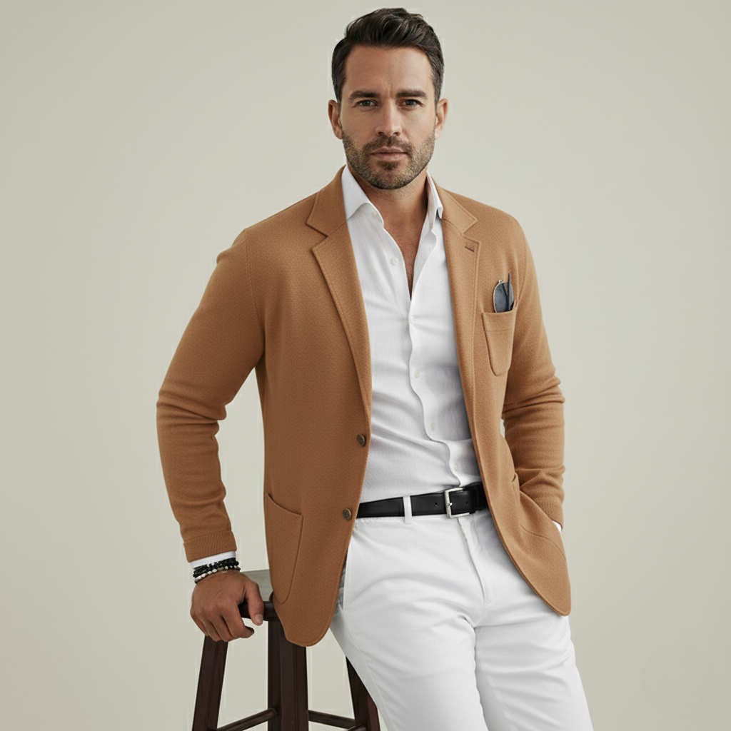 Blazer da uomo elegante con tasche casual a bottoni e colletto con risvolto – Nico