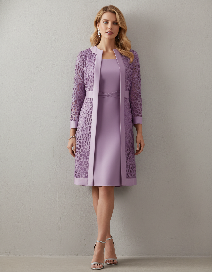 Lucy - Abito cardigan in pizzo da donna in due pezzi