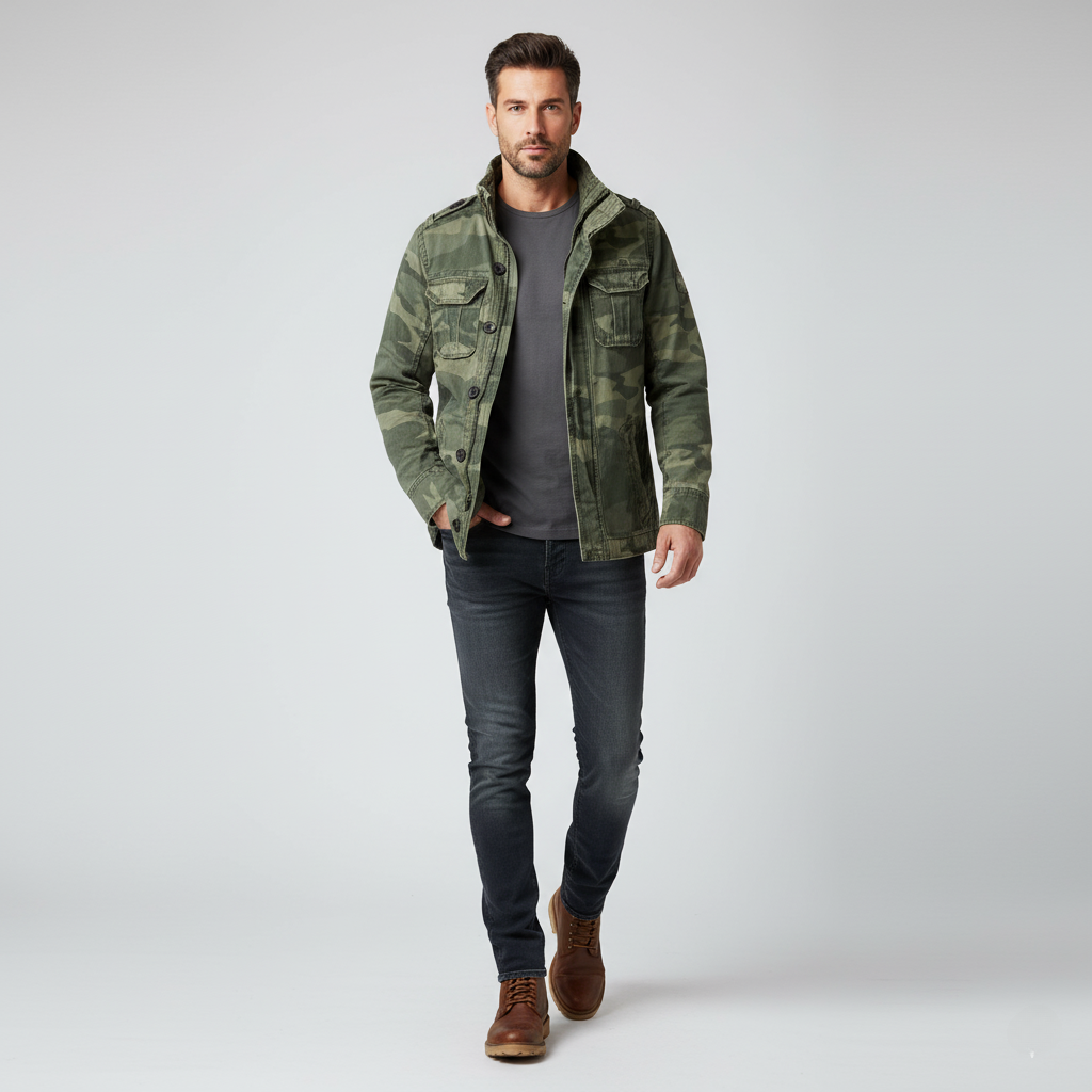 Clark - Giacca in denim retrò con diverse tasche