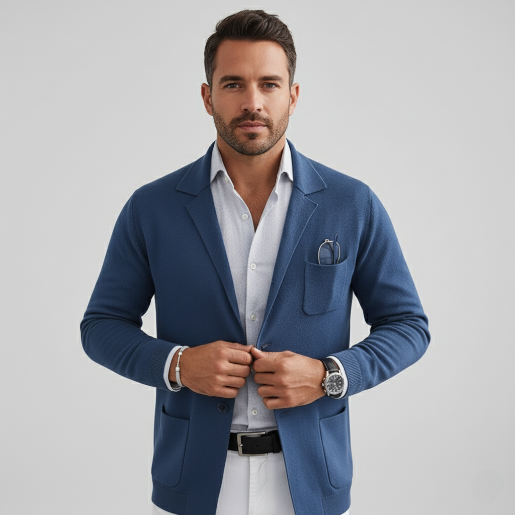 Blazer da uomo elegante con tasche casual a bottoni e colletto con risvolto – Nico