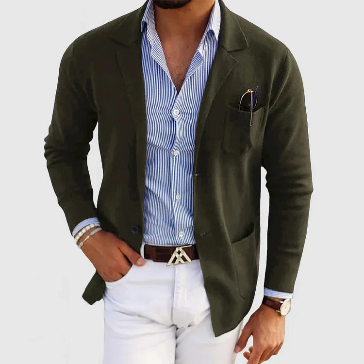Blazer da uomo elegante con tasche casual a bottoni e colletto con risvolto – Nico