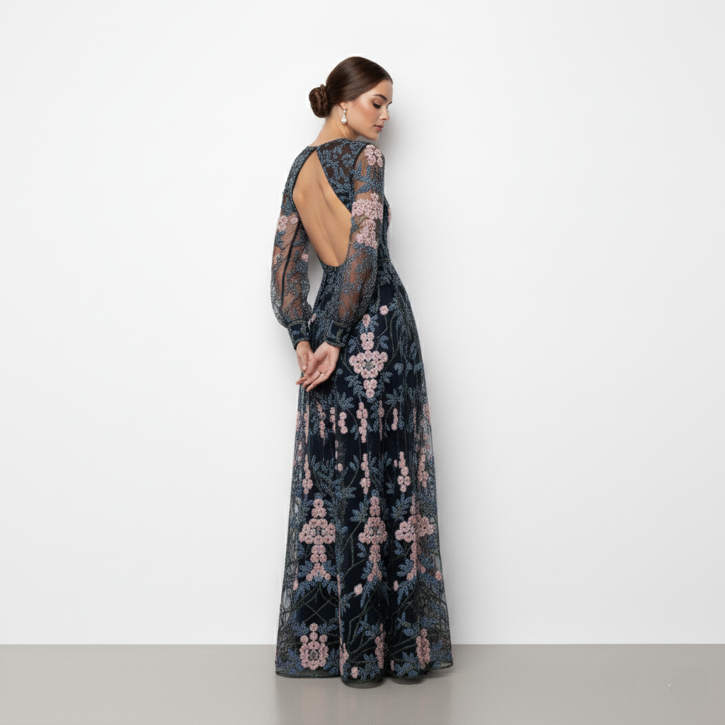 Belinda - Maxi abito vintage floreale senza schienale
