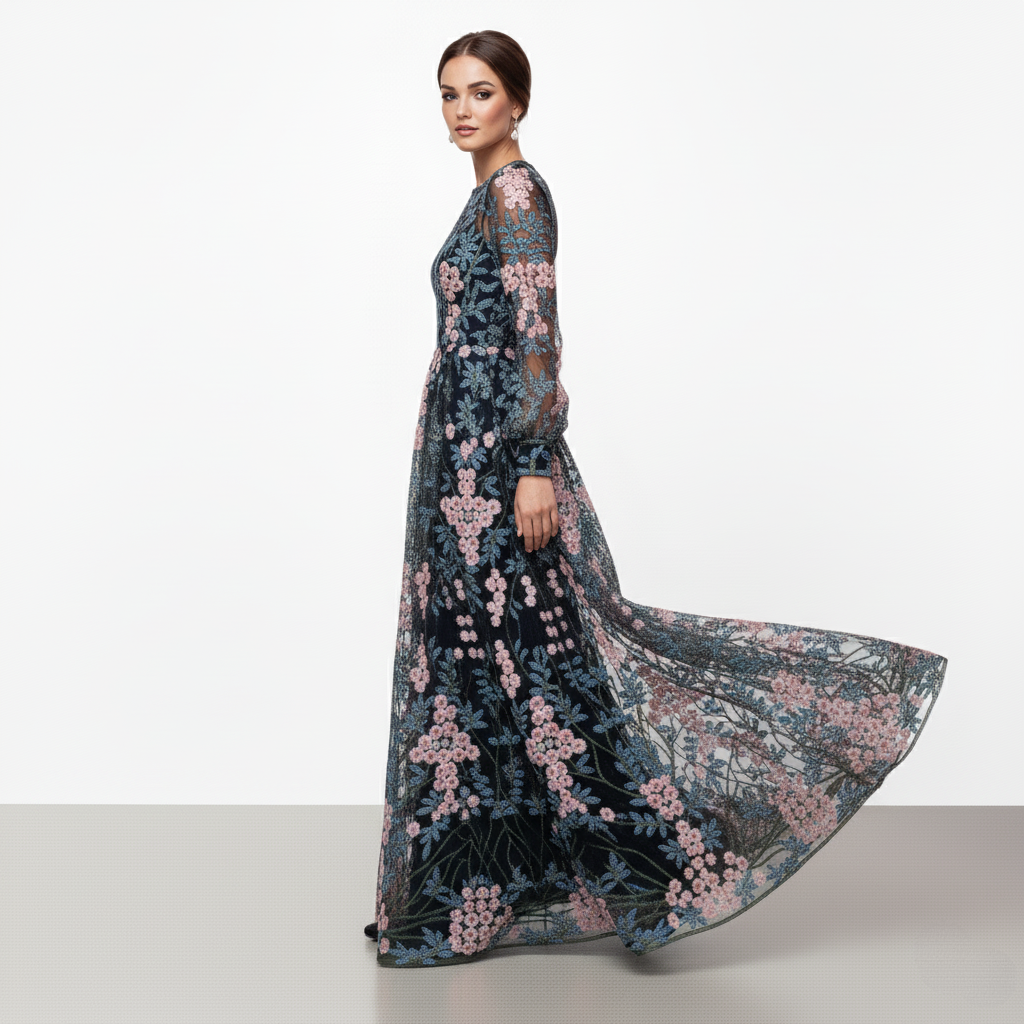 Belinda - Maxi abito vintage floreale senza schienale