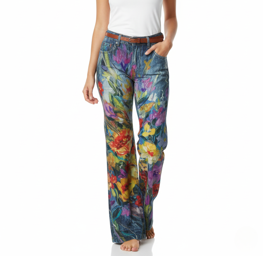 Olivette - Pantaloni in denim di alta qualità in twill di cotone