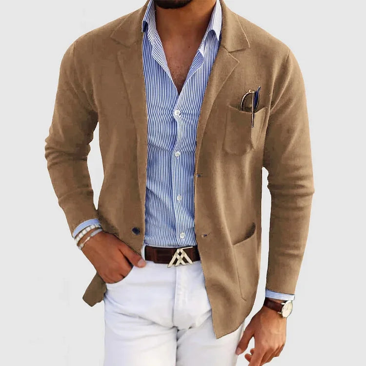 Blazer da uomo elegante con tasche casual a bottoni e colletto con risvolto – Nico