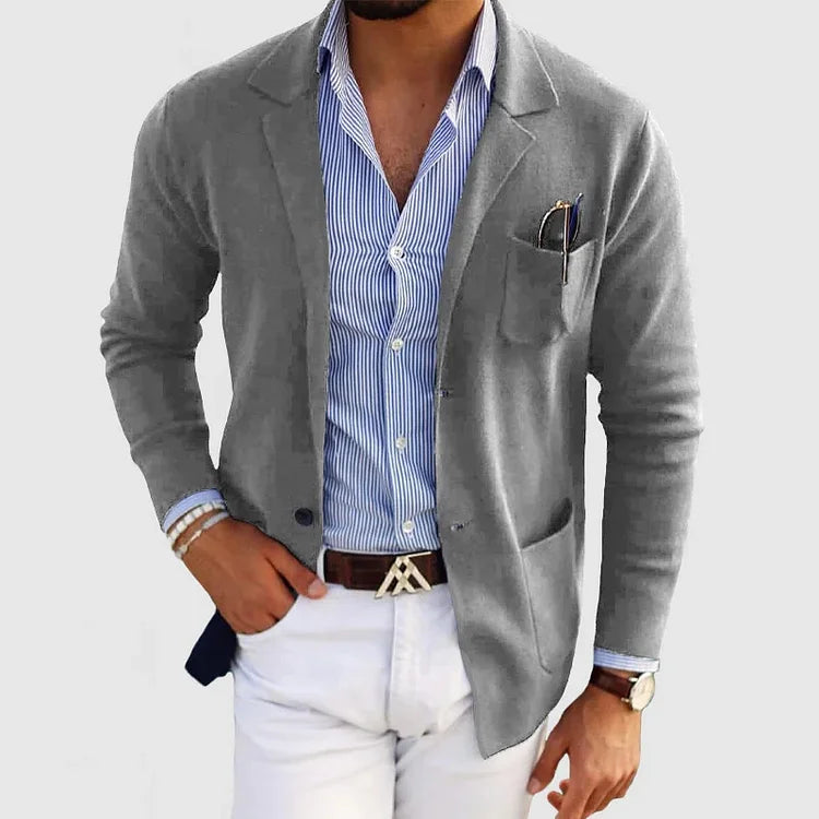 Blazer da uomo elegante con tasche casual a bottoni e colletto con risvolto – Nico