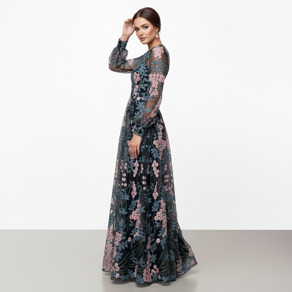 Belinda - Maxi abito vintage floreale senza schienale