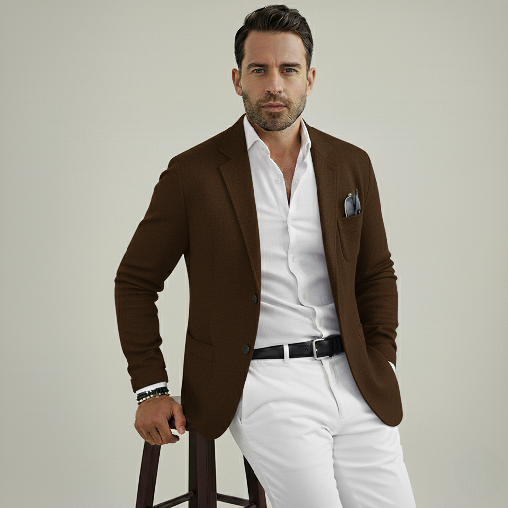 Blazer da uomo elegante con tasche casual a bottoni e colletto con risvolto – Nico