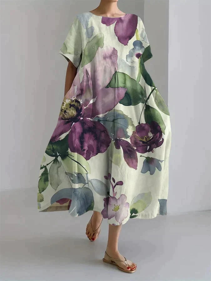 Andria - Abito da donna aderente con motivo floreale botanico