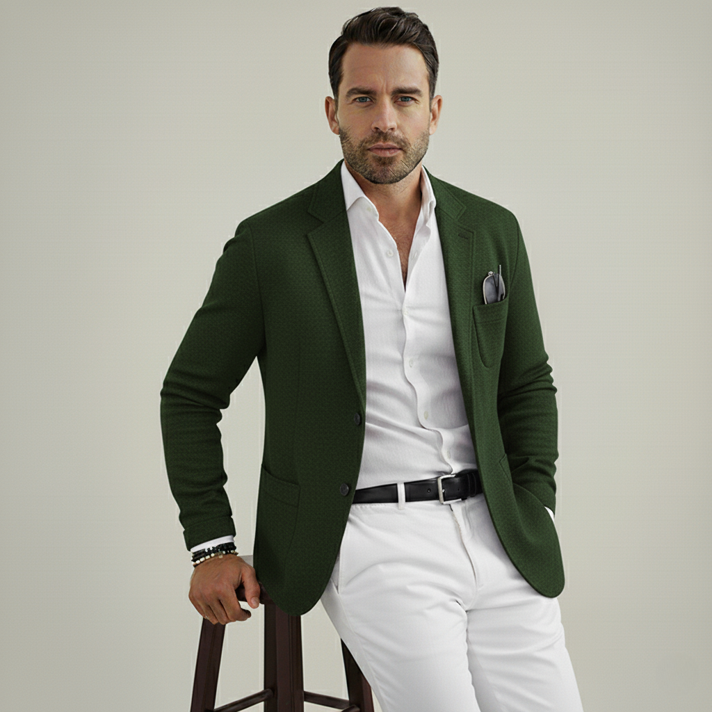 Blazer da uomo elegante con tasche casual a bottoni e colletto con risvolto – Nico