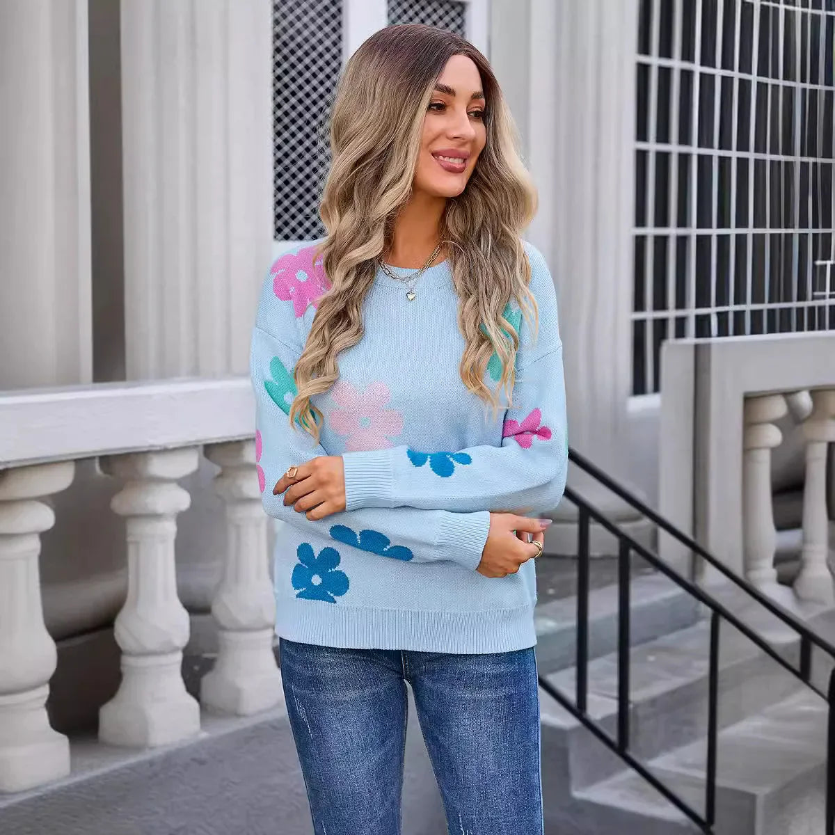 Aislin | Maglia casual floreale all'uncinetto