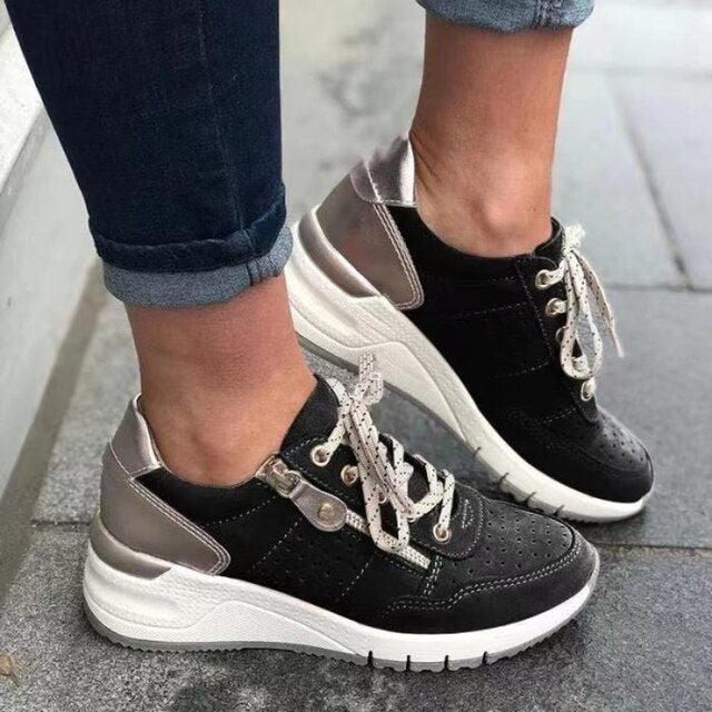 Nyah - Scarpe da ginnastica ortopediche con tacco a zepp