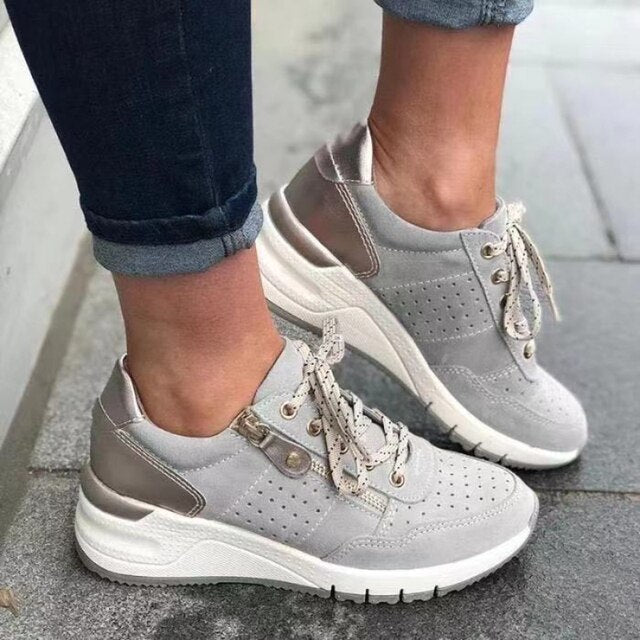 Nyah - Scarpe da ginnastica ortopediche con tacco a zepp