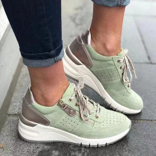 Nyah - Scarpe da ginnastica ortopediche con tacco a zepp
