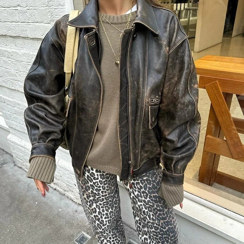 Bonnie - Jeans vintage con stampa leopardo