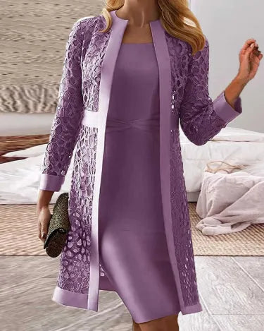Lucy - Abito cardigan in pizzo da donna in due pezzi
