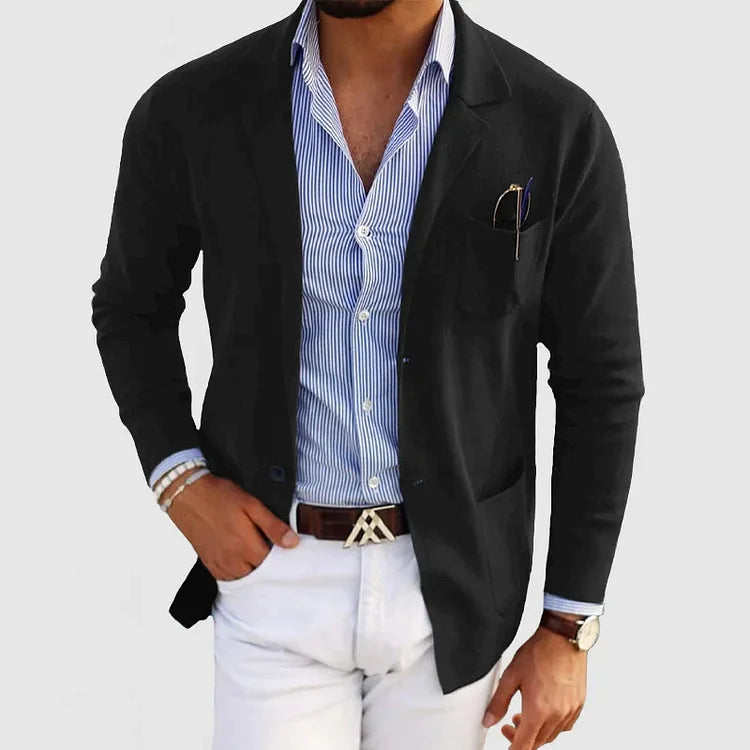 Blazer da uomo elegante con tasche casual a bottoni e colletto con risvolto – Nico