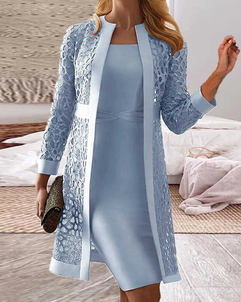 Lucy - Abito cardigan in pizzo da donna in due pezzi