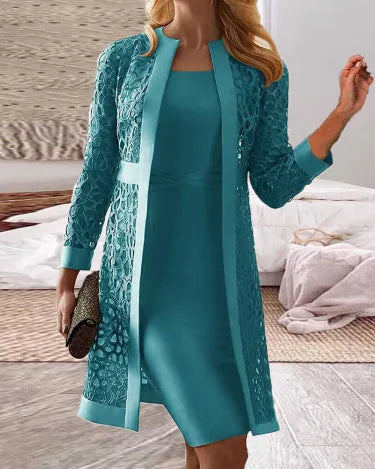 Lucy - Abito cardigan in pizzo da donna in due pezzi