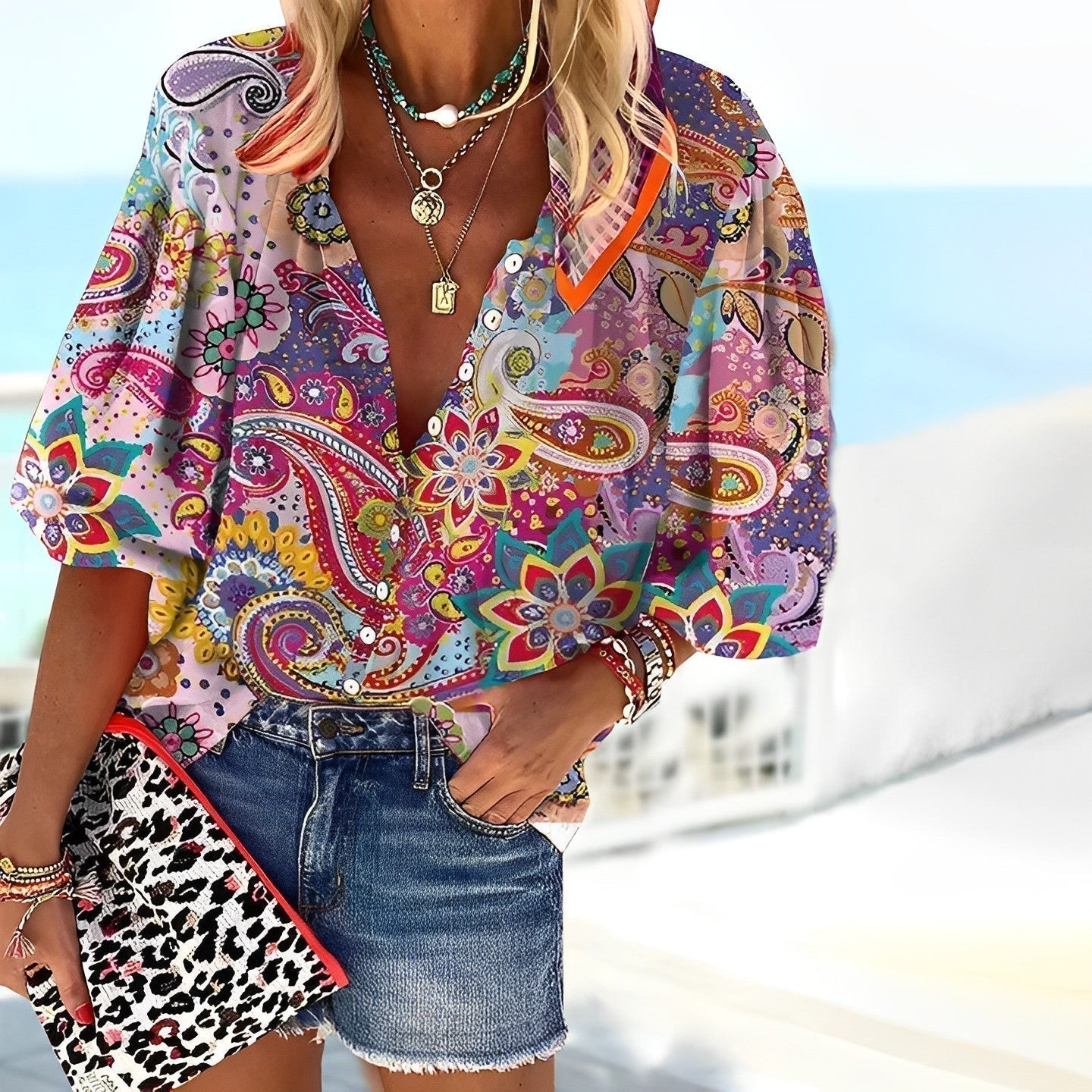 VIRE - T-shirt con stampa mandal