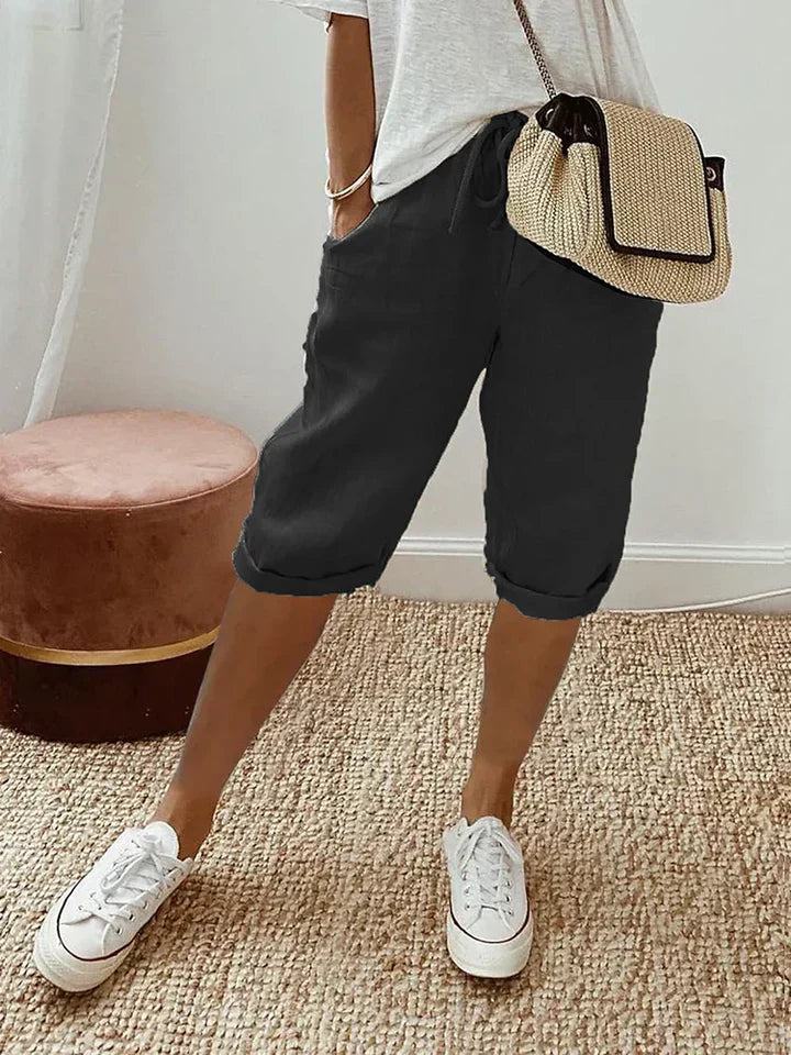Adriada - Pantaloncini da donna in cotone e lino