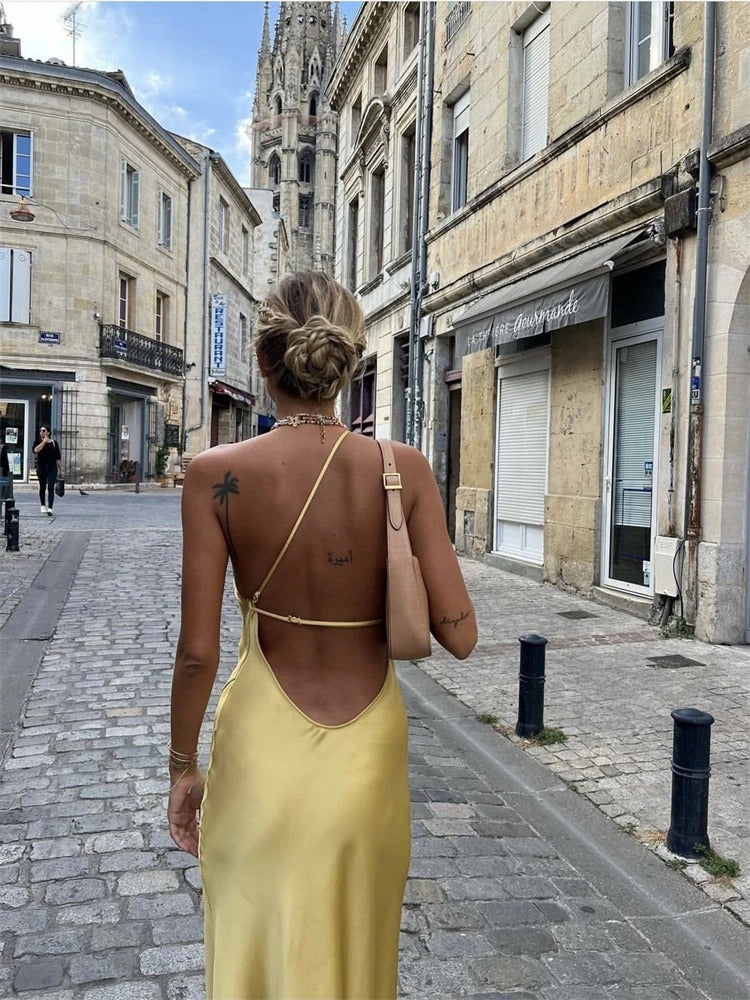 Adelaide - Elegante abito midi giallo