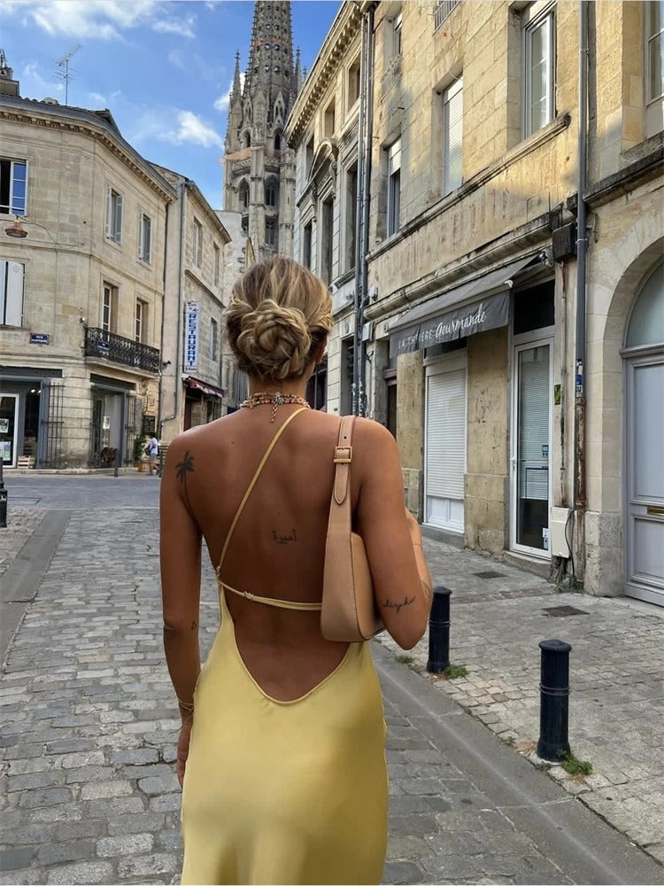 Adelaide - Elegante abito midi giallo