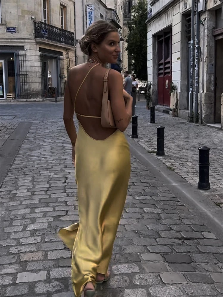Adelaide - Elegante abito midi giallo