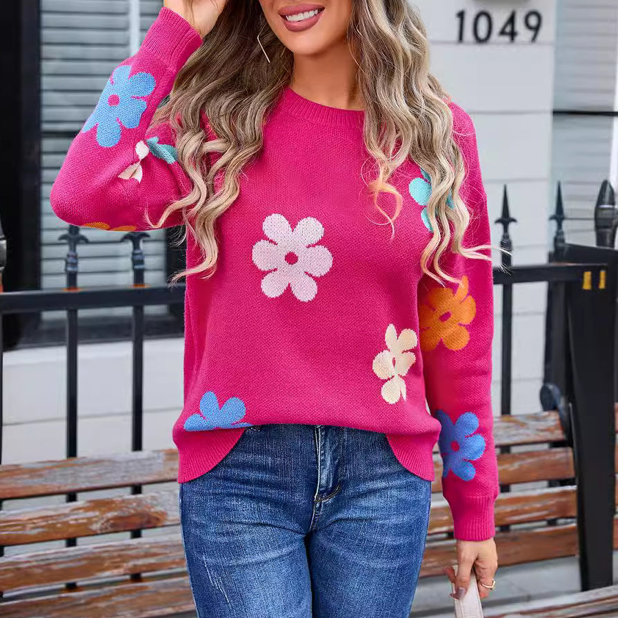 Aislin | Maglia casual floreale all'uncinetto