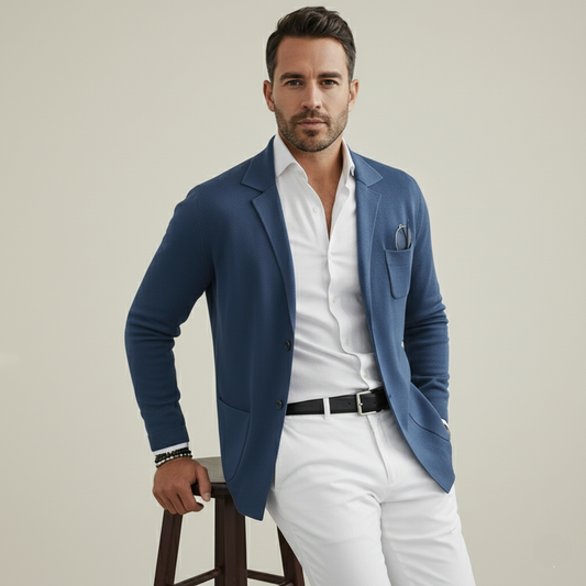 Blazer da uomo elegante con tasche casual a bottoni e colletto con risvolto – Nico