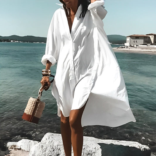 JELLA - Abito blusa estivo bianc