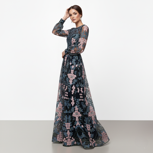 Belinda - Maxi abito vintage floreale senza schienale