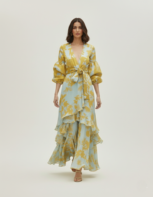 Benet - Abito da festa in chiffon stampato