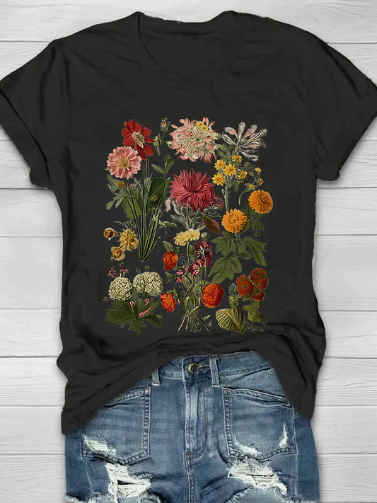 Lorelei - T-shirt vintage con stampa floreale da donna