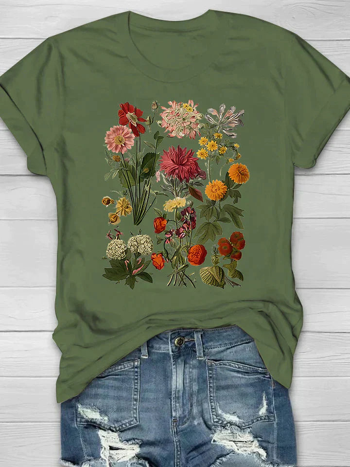 Lorelei - T-shirt vintage con stampa floreale da donna