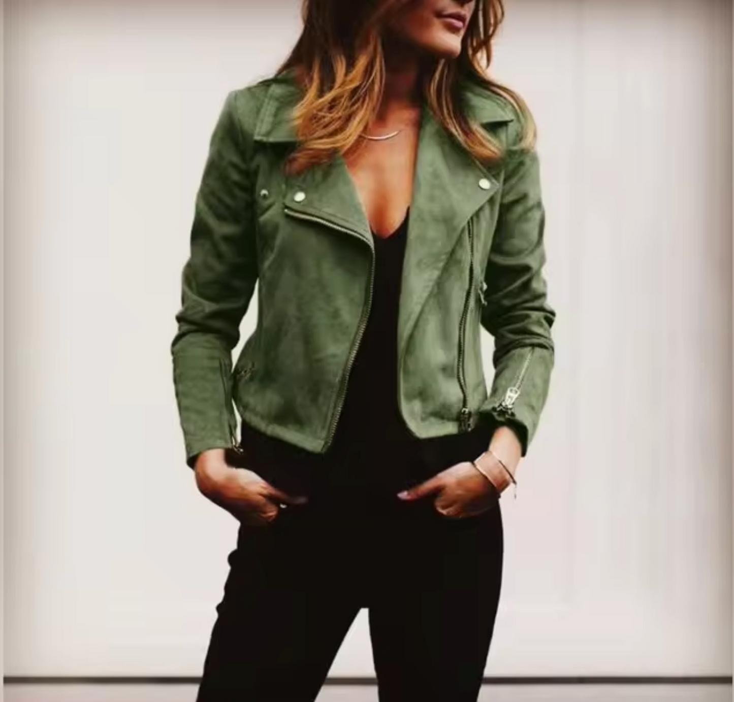 Marielle – Giacca corta in pelle scamosciata