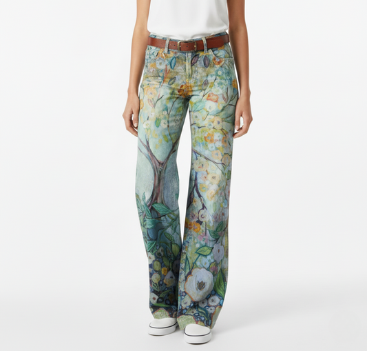 Olivette - Pantaloni in denim di alta qualità in twill di cotone
