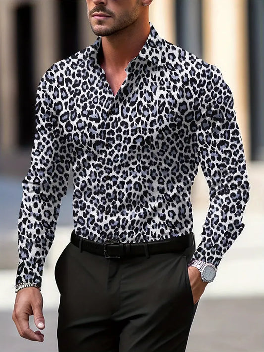 Anthony - Camicia con stampa grafica e motivo leopardato per uomo