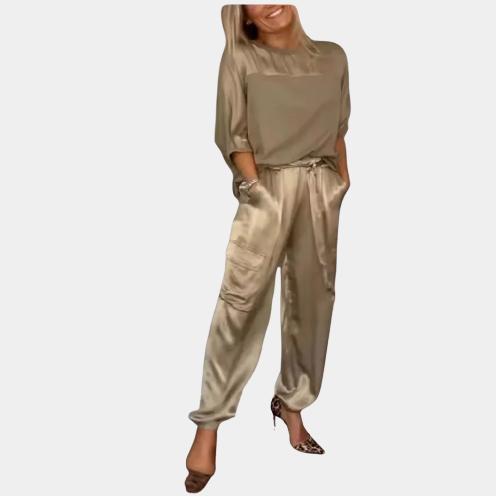 Danika - Elegante set chic in raso [top + pantaloni].