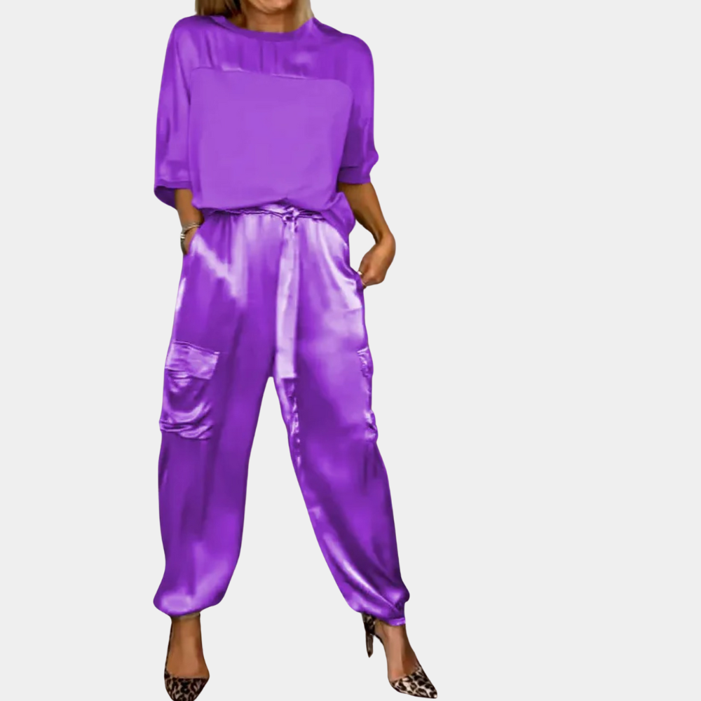 Danika - Elegante set chic in raso [top + pantaloni].