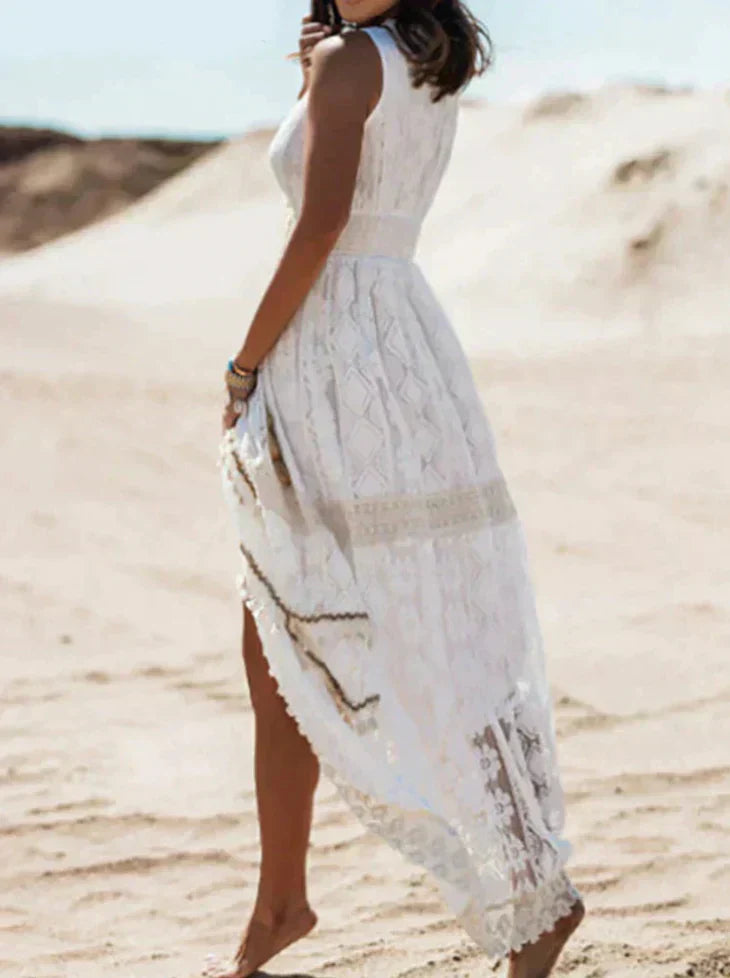 Reba - Abito in pizzo boho senza maniche