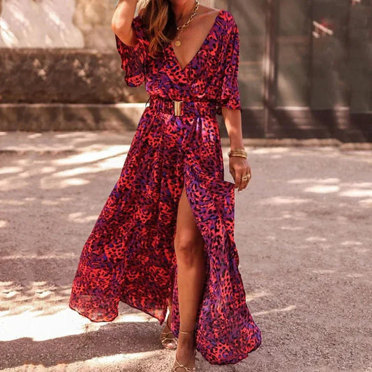 Vina - Maxi abito stampato alla moda con spacco
