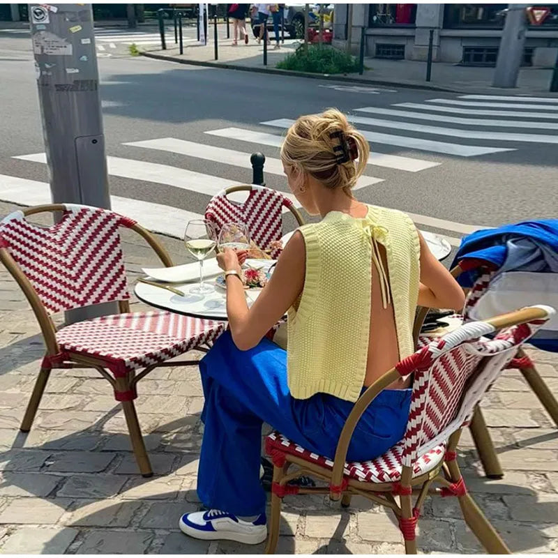 Leona - Top in maglia senza schienale con chiusura a lacci