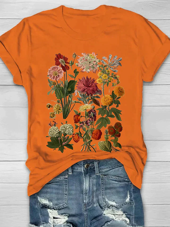 Lorelei - T-shirt vintage con stampa floreale da donna