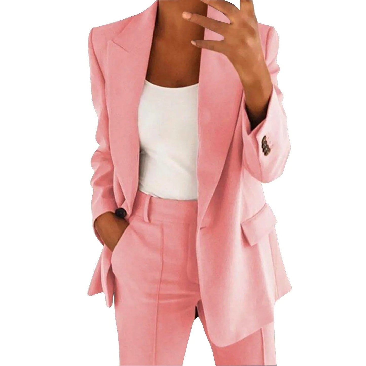 MiraSet - Completo da donna con blazer e pantaloni in tinta unita
