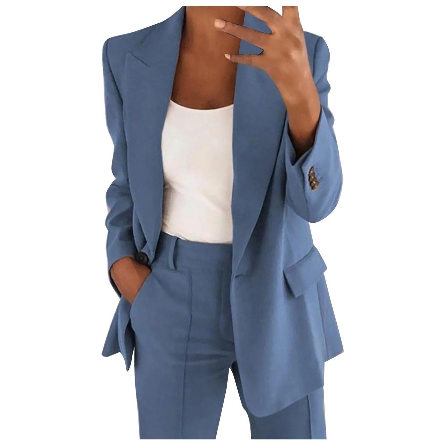 MiraSet - Completo da donna con blazer e pantaloni in tinta unita