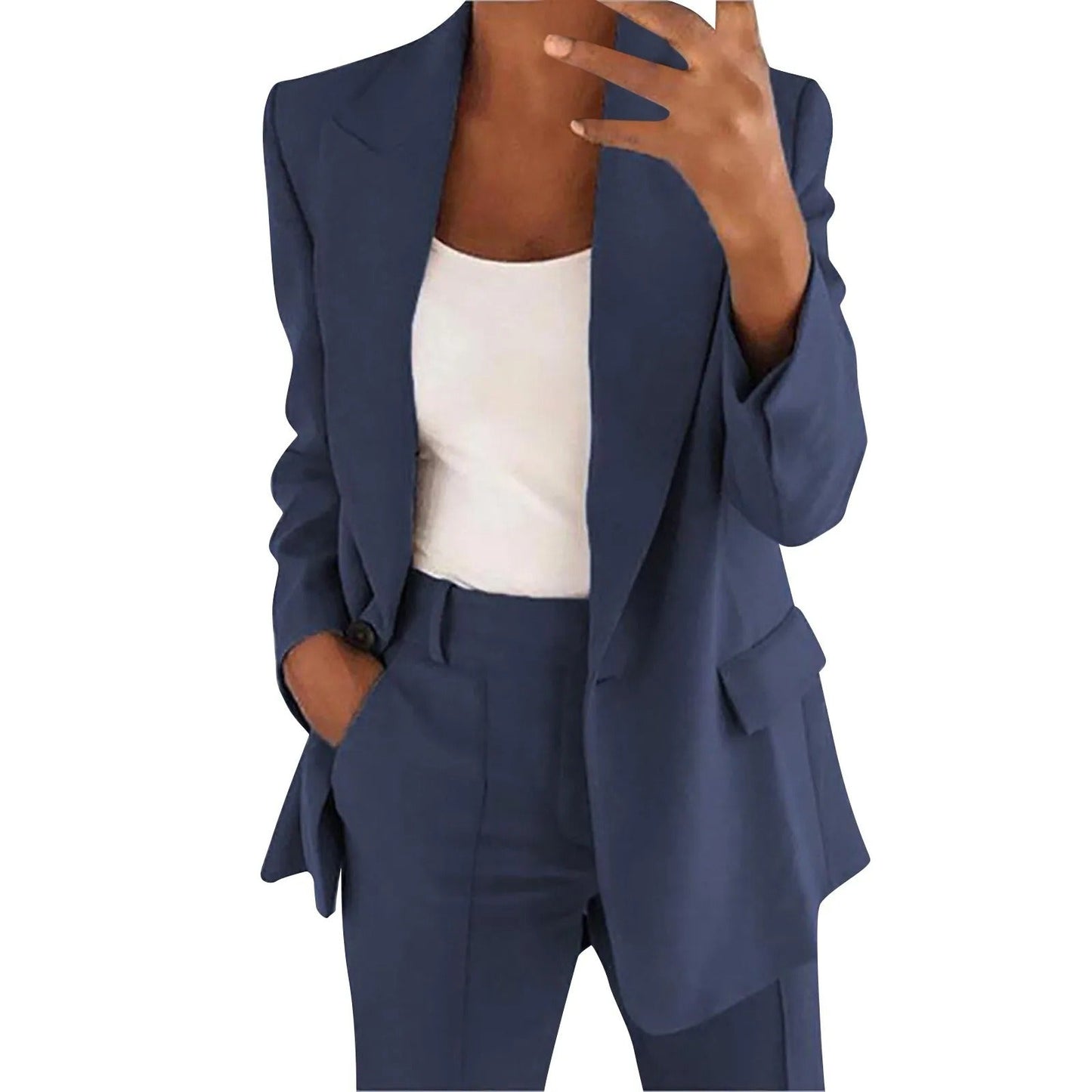 MiraSet - Completo da donna con blazer e pantaloni in tinta unita
