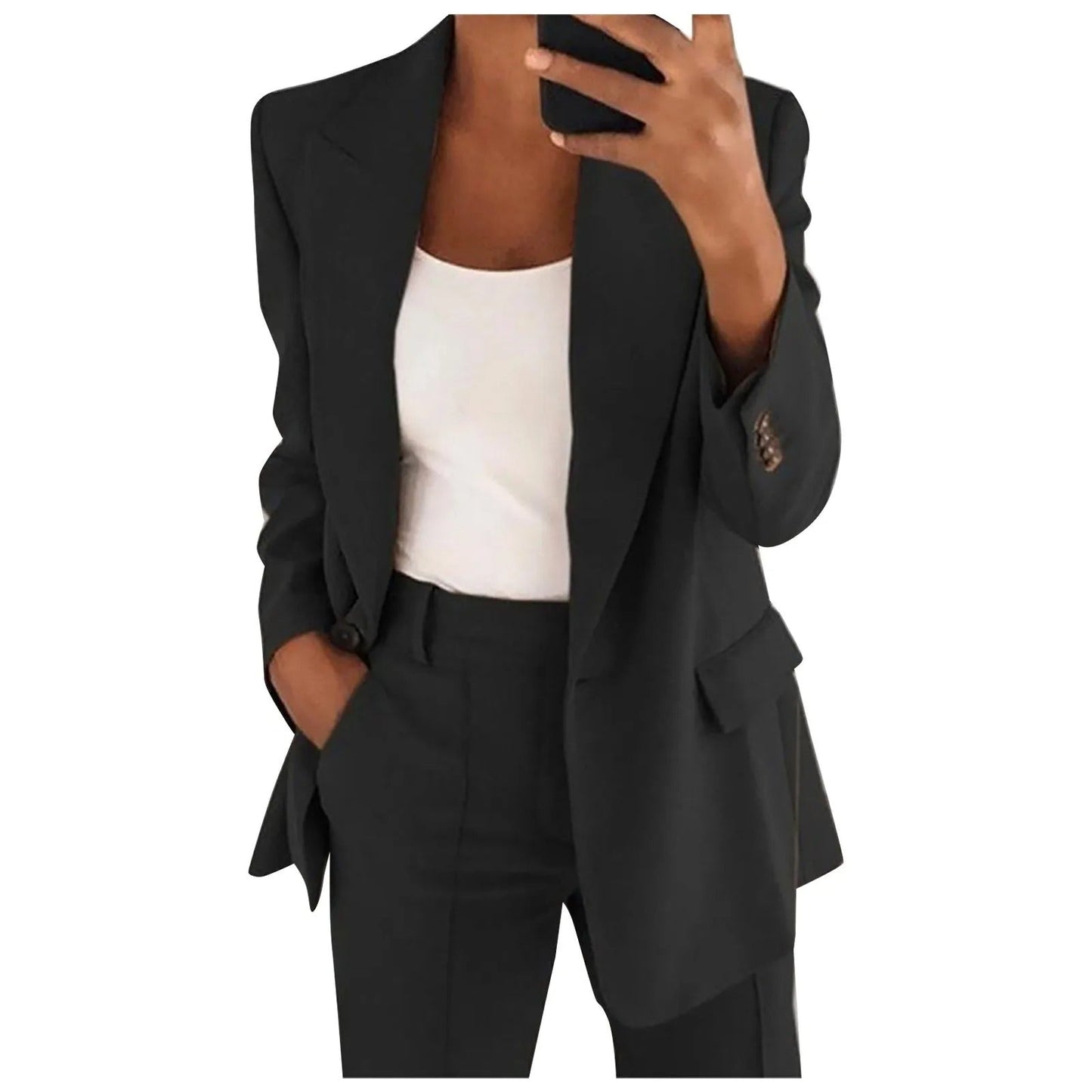 MiraSet - Completo da donna con blazer e pantaloni in tinta unita